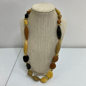 Roxsann Necklace Beaded Brown Beige Ethnic Boho Tribal Chunky‎ Vintage 80s Used,